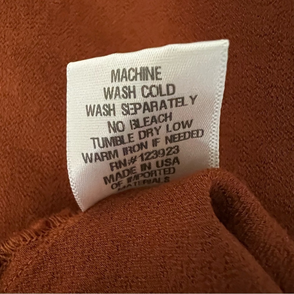 NWT LACAUSA Anthropologie Rust Brown Tie Back V-Neck Cami Medium - Picture 12 of 13